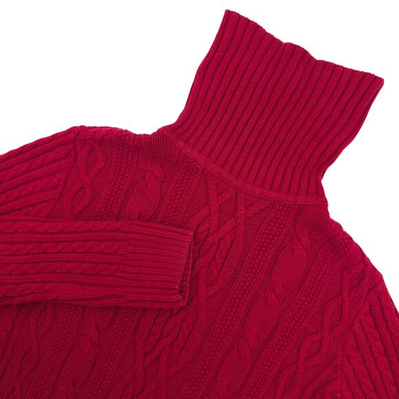 Croft & Barrow Cable Knit Turtleneck Sweater Women Small Red Cotton Winter Cozy - Picture 5 of 9